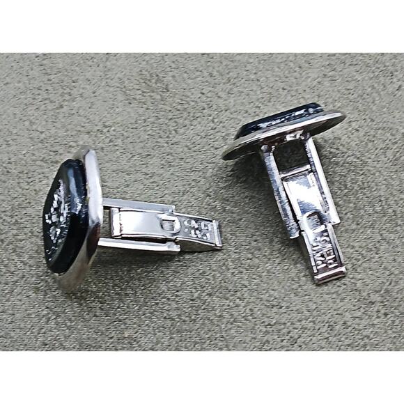 Vintage Black Glass Spartan Cufflinks-Patent Pend. - Picture 6 of 6